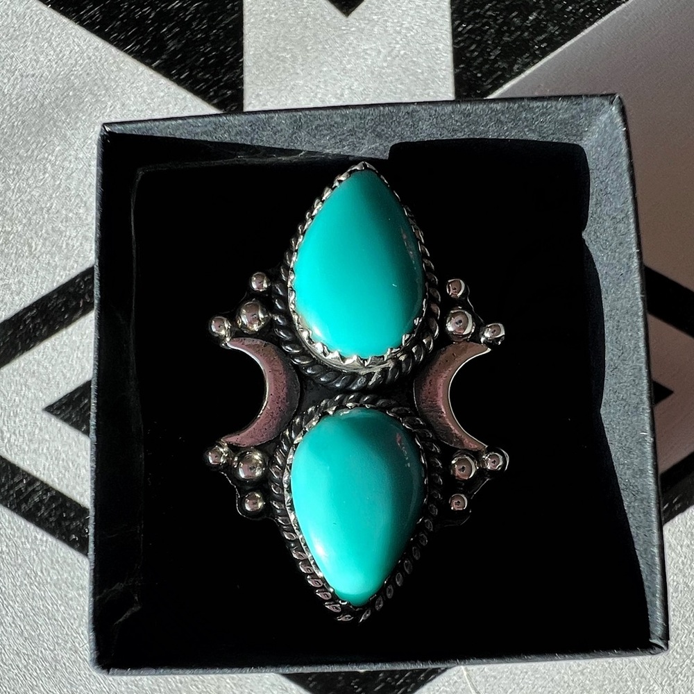 Authentic Turquoise Sterling Silver Ring- Size 7.5